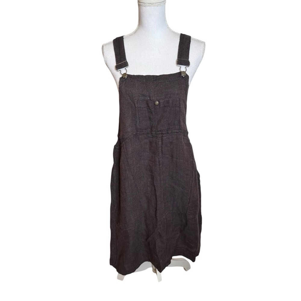 FLAX by Jeanne Engelhart Linen Overall Jumper Dress Small
